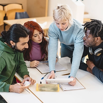 Multicultural Group of Students Engaged in a Meeting Discussion